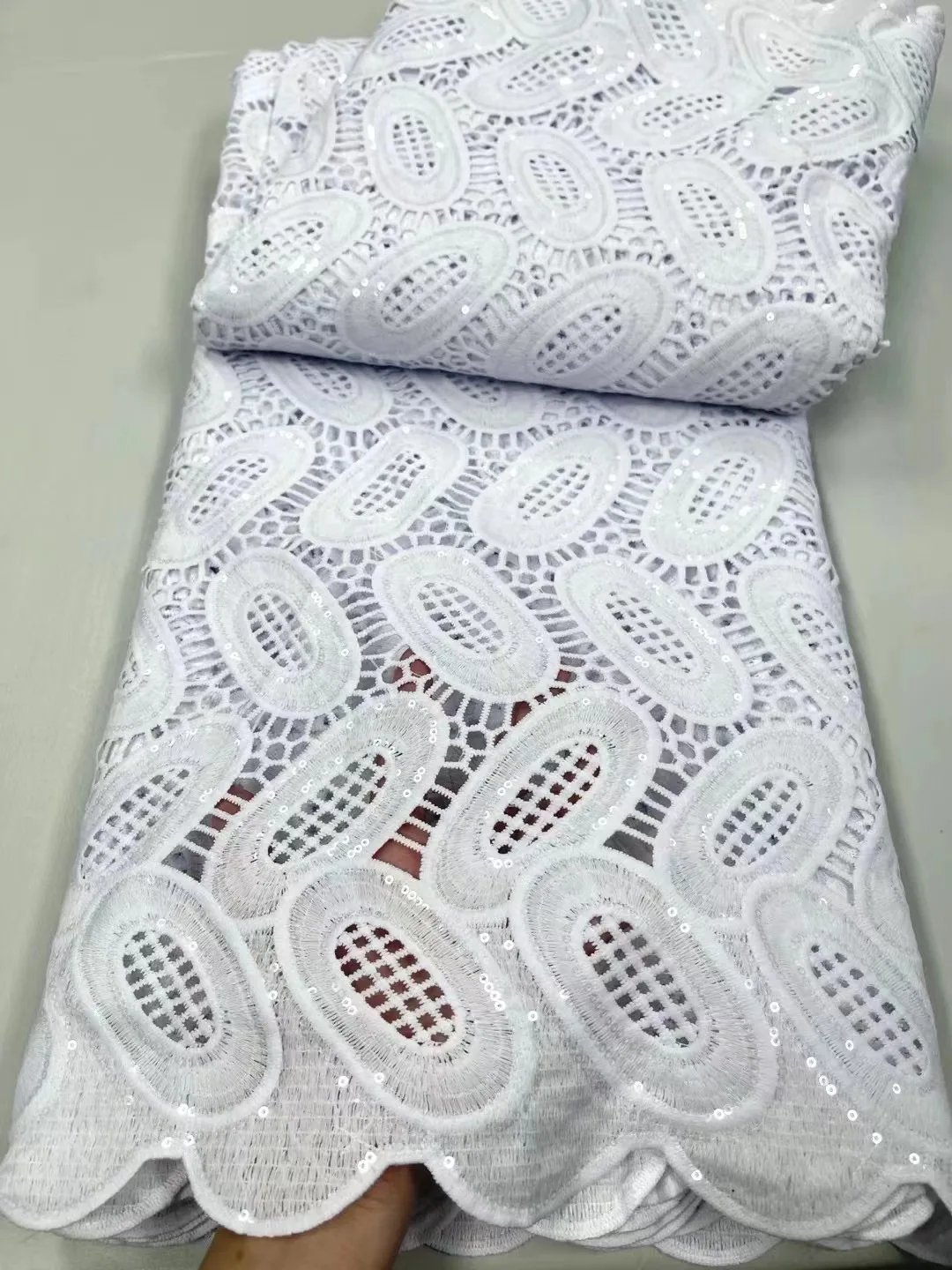 

white bridal African Cord Lace Fabric High Quality Water Soluble Nigerian Guipure Cord Lace For Wedding
