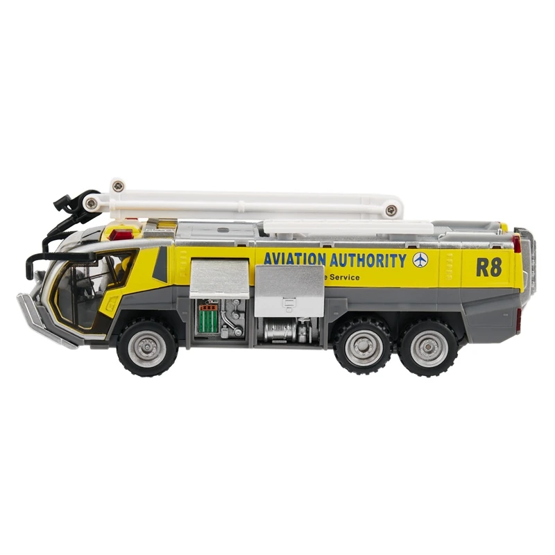 1:32 Airport Fire Truck Fire Engine Electric Die-Cast Engineering Vehicles Car Model Toy With Sound Light Pull Back Gifts