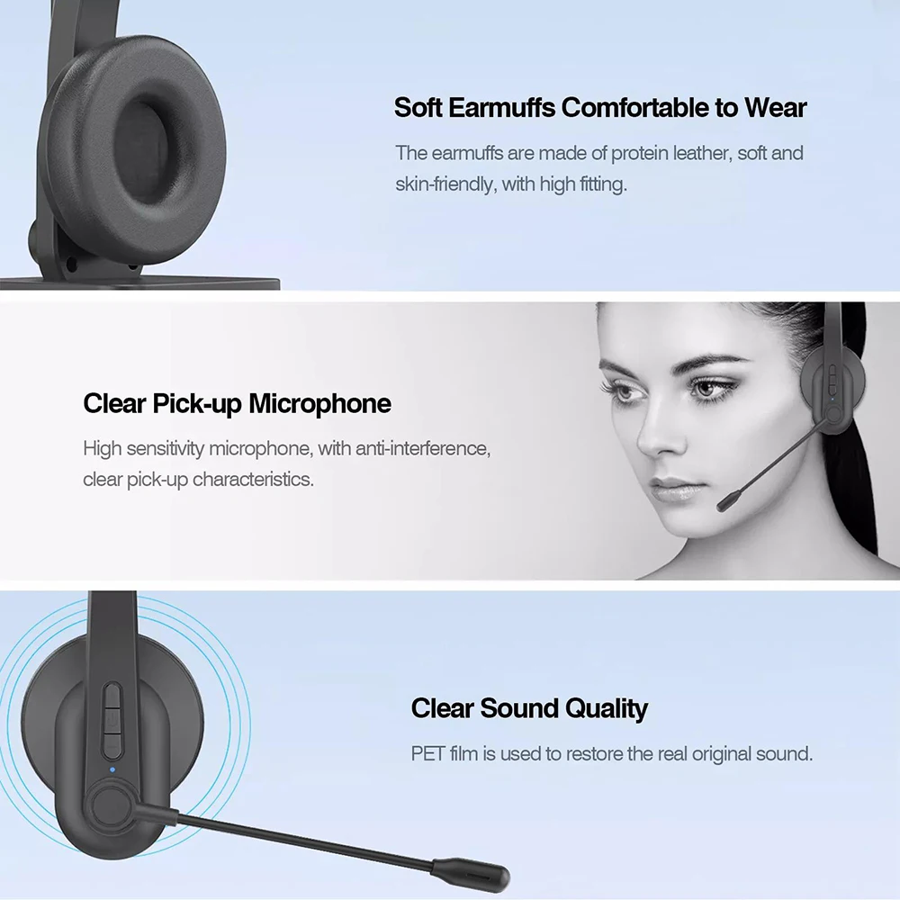 Беспроводная гарнитура Bluetooth-наушники с шумоподавлением микрофоном зарядным