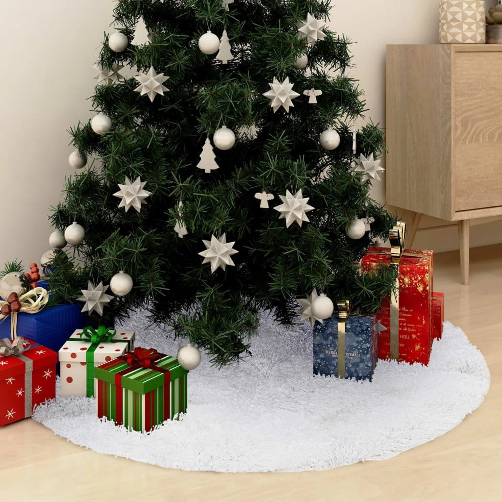 

Christmas Tree Skirt White 35.4" Faux Fur