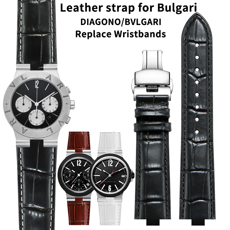 Фото Ремешки для часов Bvlgari DIAGONO, выпуклые кожаные ремешки для часов, заменяющие браслеты, 22x7 мм, 8 мм, из воловьей кожи, с застежкой-бабочкой. №1