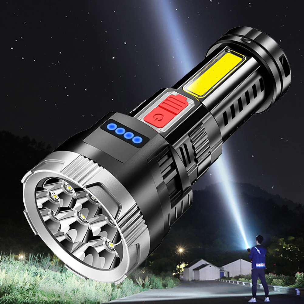 

Led Flashlight 1200mAh 400lm 4 Gears Torch Lamp Lantern with Power Display Work Light Micro USB Rechargeable Flashlight Outdoor