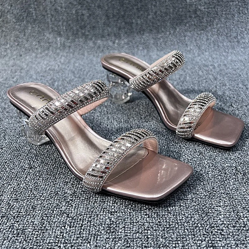 

Туфли-лодочки женские на высоком каблуке, пикантные шлепанцы, открытый носок, сланцы, летняя обувь, 2022