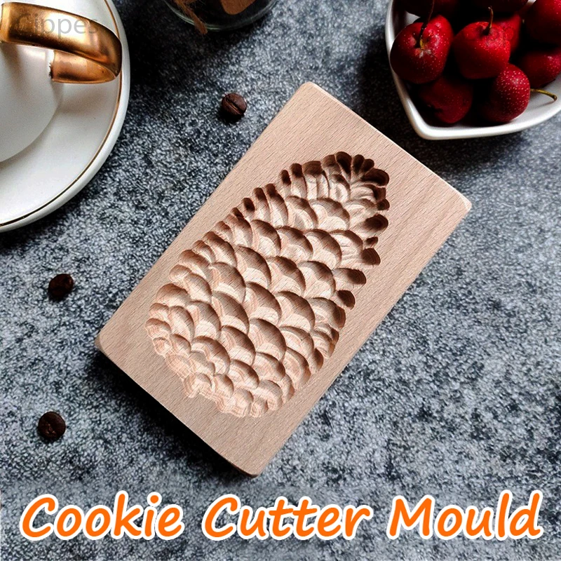 

Wooden Cookie Cutter Moulds for Christmas, Retro 3D Embossed DIY Baking Mold Rose Flower Animals Cake Decorating Kitchen Tools
