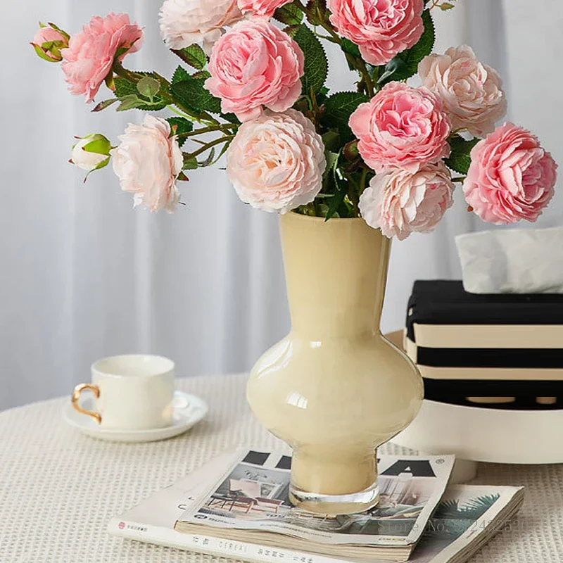 Роскошная французская янтарно-желтая стеклянная ваза Nordic Light дом гостиная