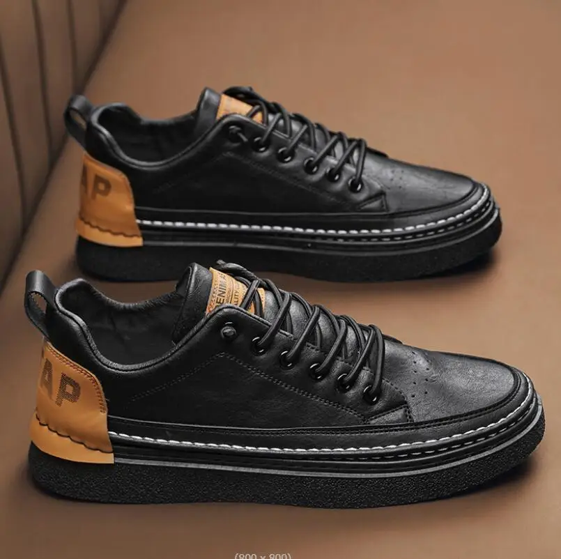 

Men's Shoes 2022 new Black casual leather shoes Men's simple white shoes skateboarding shoes Male sneakers tenis masculino