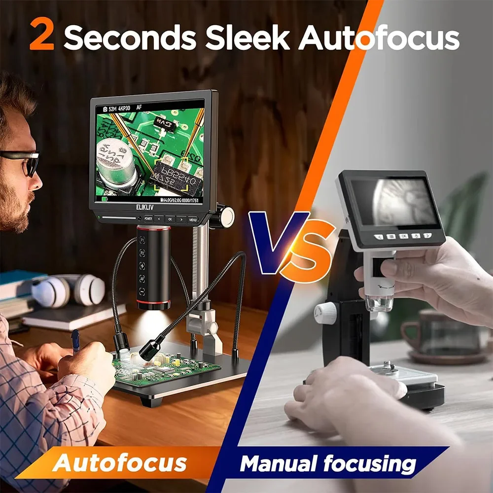 Цифровой микроскоп Elikliv с автофокусом 4K 2000x8 дюймов паяльный HDMI для электронного