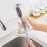 silicone milk bottle brush 360 long handle cup brush handheld soft head food grade watering kitchen household cleaning brushes
