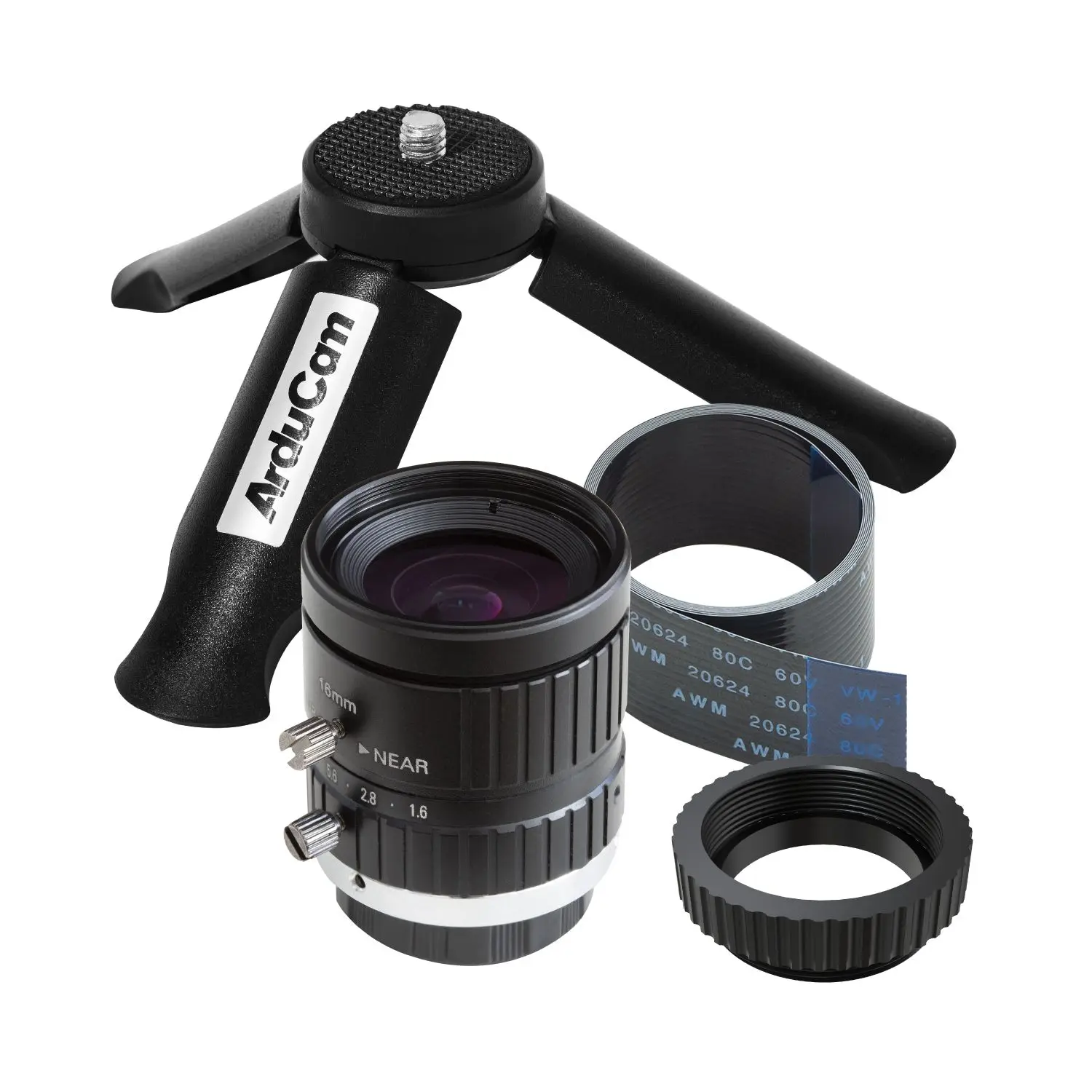 

Arducam C-Mount Lens Bundle for Raspberry Pi HQ Camera, 16mm Focal Length Telephoto C Lens with Portable Tripod Stand and 2ft/60