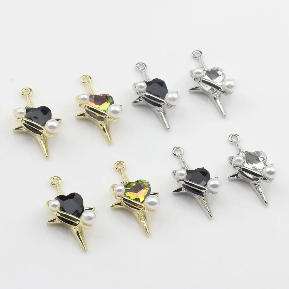 

Simple Korean Fashion Alloy Inlaid Pearl Star Hollowed Out Hand-Made Jewelry Pendants DIY Earrings Necklace Material Accessories