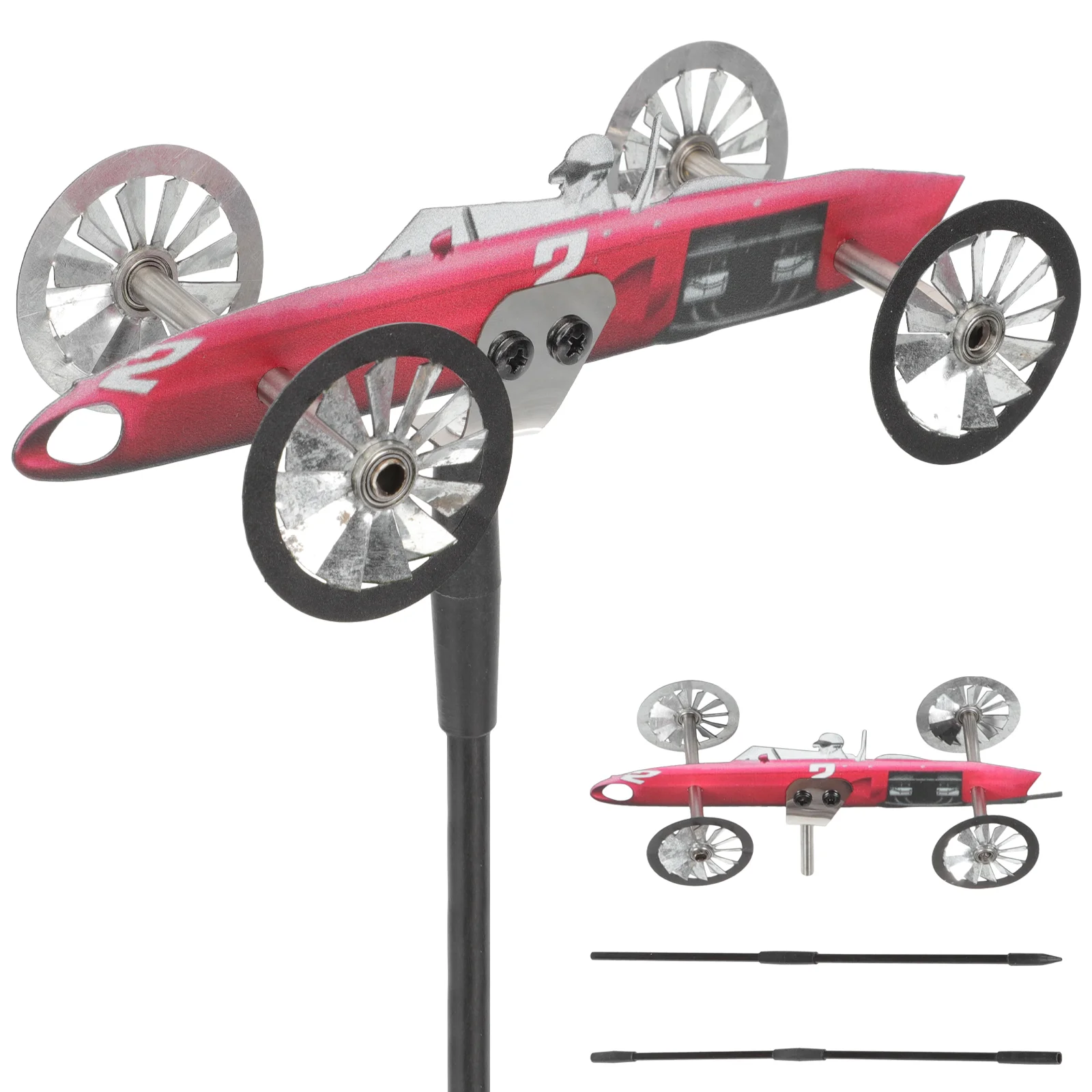 

Windmill Garden Pinwheel Decorative Car Racer Wind Metal Decor Party Rotating Festival Ornament Stake Mill Racing Yard Windmills