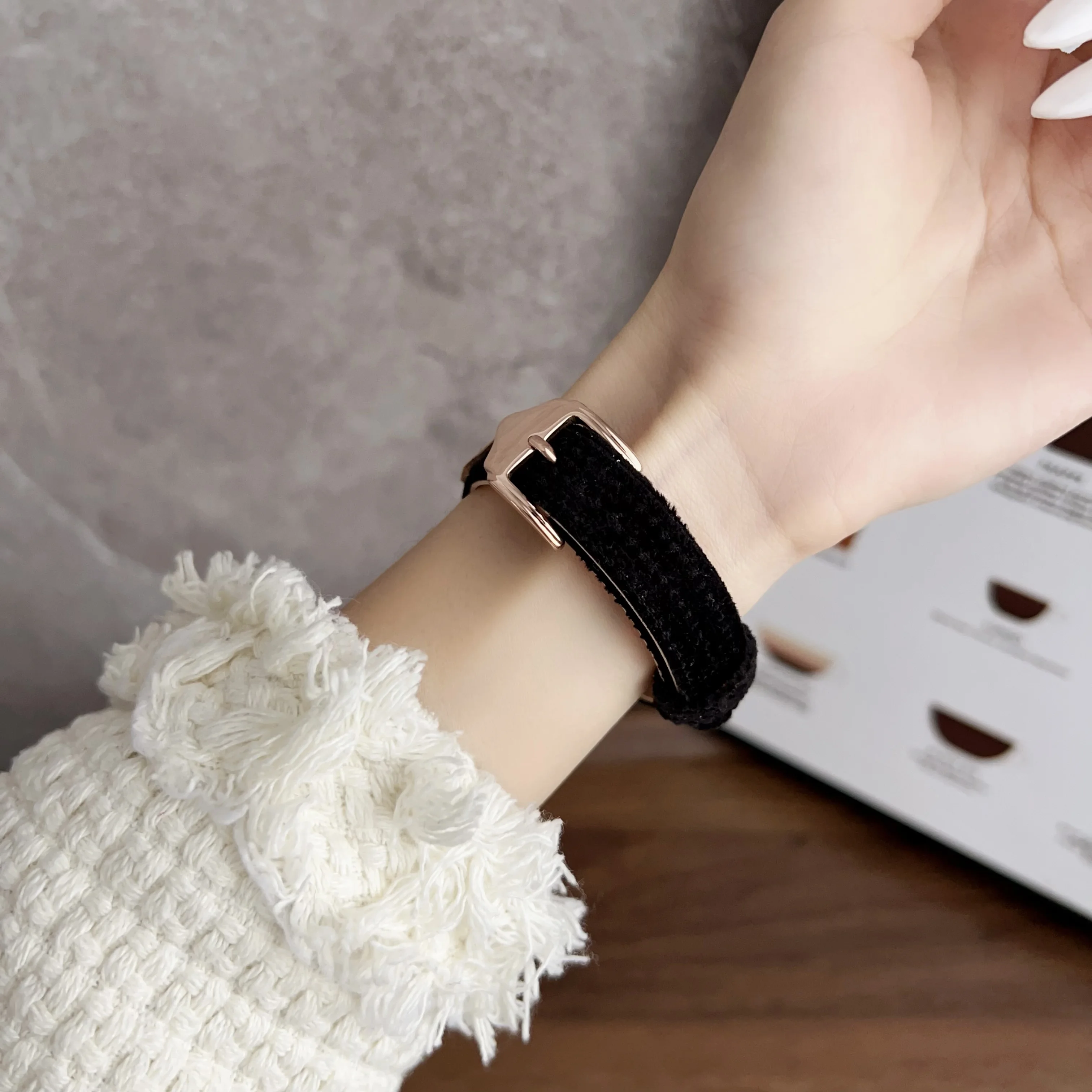 Вельветовый ремешок для Apple Watch Band Women Slim Cute Bear Браслет-цепочка для Iwatch98765SE Ultra40 41 44 45 49 мм Girls Star Wrist (art.: 3920cab9eddca) - 3920cab9eddca