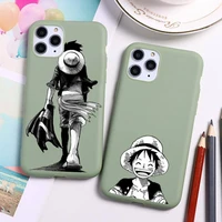 anime one piece luffy zoro phone case for iphone 13 12 11 pro max mini xs 8 7 6 6s plus x se 2020 xr candy green silicone cover