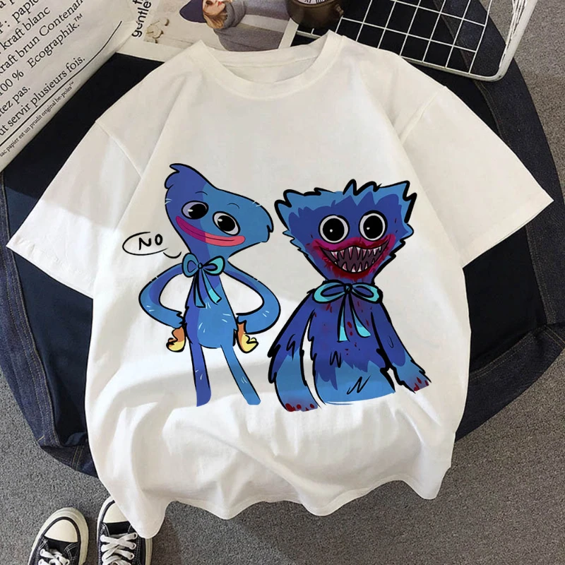 

2022 летняя детская футболка Huggy Wuggy Kawaii милый Манга Аниме Мультфильм Харадзюку детская футболка для мальчиков и девочек повседневная одежда ...