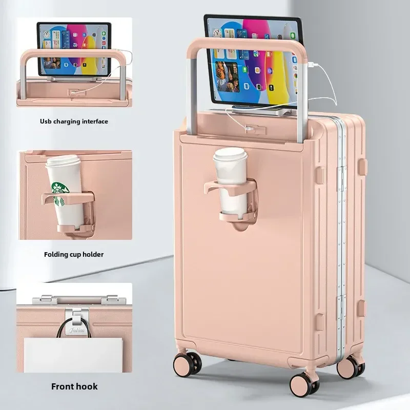 Multifunctional suitcase aluminum frame wide handle carry on luggage 20 inch trip cabin password trolley case 22&quot 26