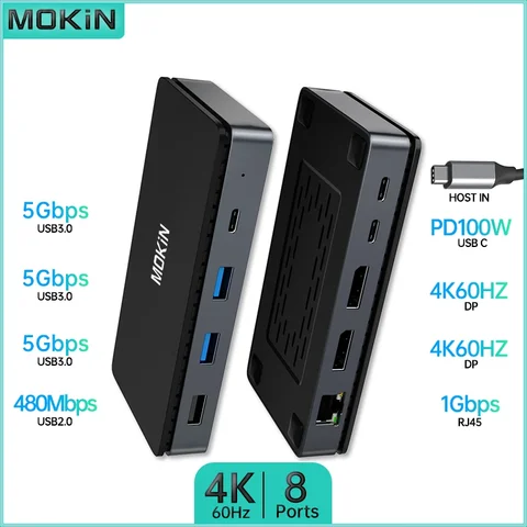 MOKiN Док-станция USB C 8 в 1 4K 60Hz