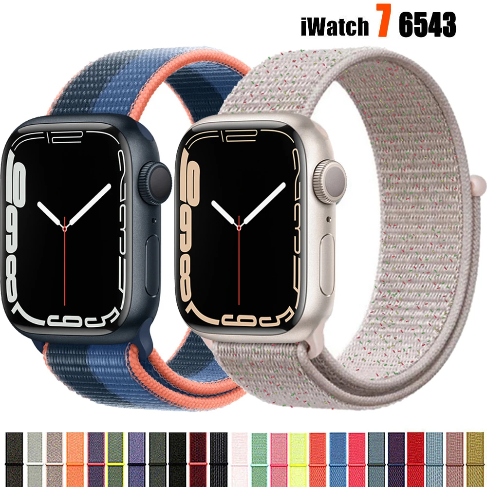 

Nylon Loop Strap For Apple Watch Band 44mm 40mm 45mm 41mm 38mm 42mm 44 mm Bracelet Correa Watchband IWatch Serie 3 5 6 SE 7 Band
