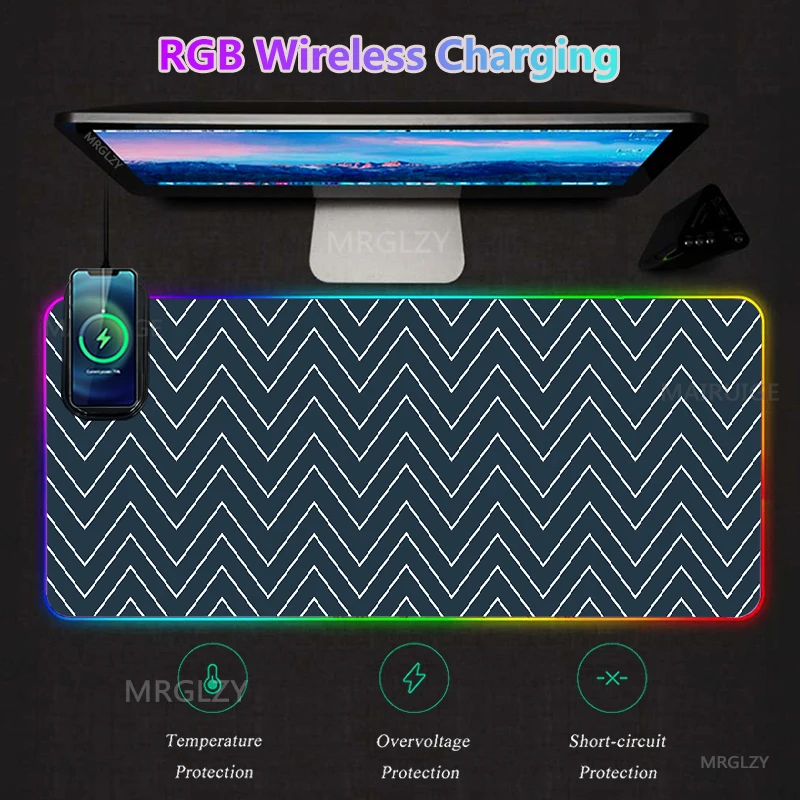 

RGB Беспроводная зарядка Typec LED, Геометрическая волна, аксессуары для игр разных размеров XXL, большой коврик для мыши, ковры LOL, коврики