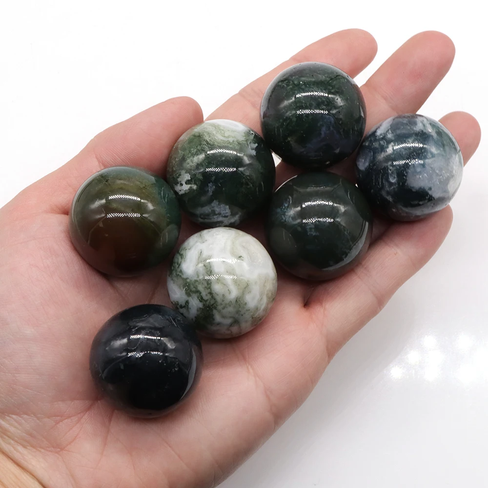 

5PC 30MM Ball Shaped Natural Green Moss Agate Crystals Gemstone Home Decor Healing Stones Magic Craft Globe Massaging Gift
