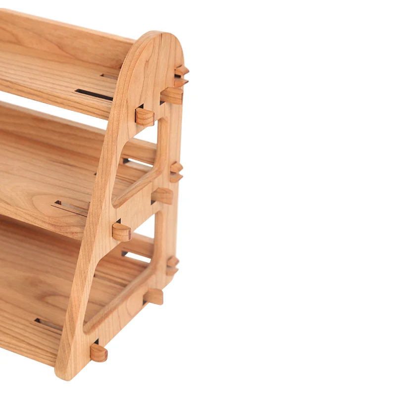 Solid Cherry Wood Storage Shelf Three Layer for Computer Desk Blind Box Bathroom Accessories | Строительство и ремонт