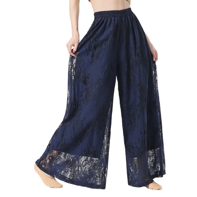 Одежда для классических танцев широкие кружевные брюки с цветочным рисунком 2