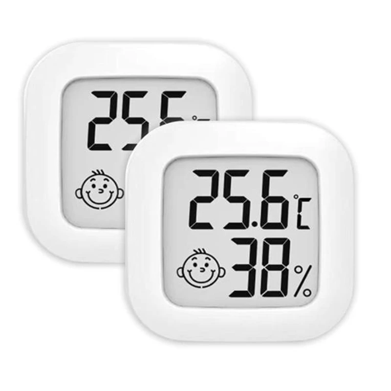 

2 Pieces Of Mini Wall Digital Indoor Temperature And Hygrometer,For Bedroom,Baby Room,Greenhouse,Closet,Wine Cellar,Etc