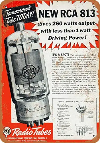Жестяной знак 20x30 см 1938 RCA радиотрубки винтажный металлический 8x12 дюймов
