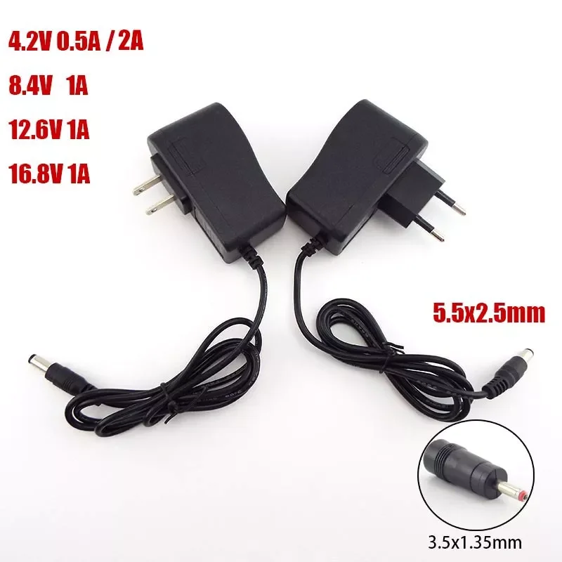 

New in 100-240V DC 4.2V 8.4V 12.6V 16.8V 1A 1000MA Adapter Power Supply 8.4 12.6 16.8 V Volt charger plug for 18650 lithium batt