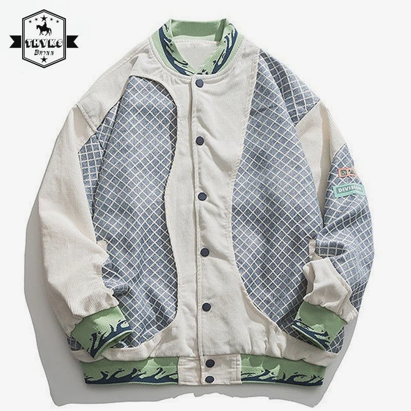 

Harajuku Varsity Jacket Men Casual Colorblock Patchwork Hoodie Loosed Style Unisex Zipper Coats Winter Streetwear Ropa Hombre