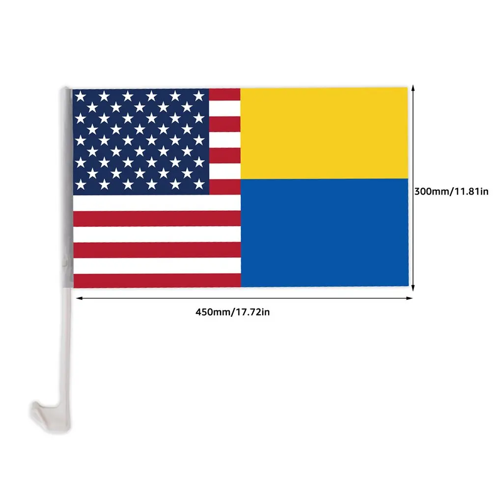 Hot Ukraine SOS Car Window Flag 30*45cm With Flag Pole Vivid Color And Fade Proof Outdoor Decoration Banner Hand Held Stick Flag images - 6