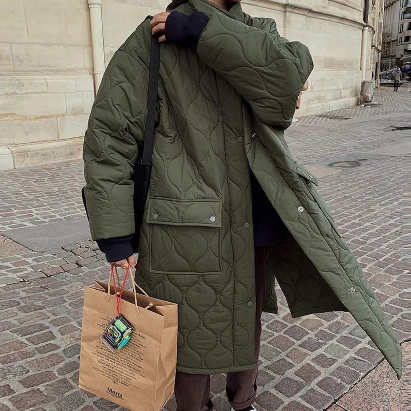 

Новинка 2022, зимнее женское Новое свободное утепленное теплое пальто с длинным рукавом, Женская Повседневная элегантная верхняя одежда, уличная одежда