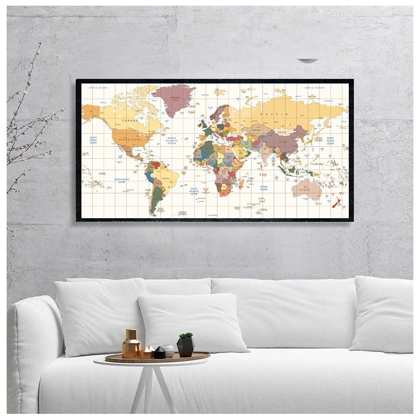 

Картина на холсте с картой мира, настенное искусство для гостиной, спальни, офиса, дома, Декоративные плакаты без рамки