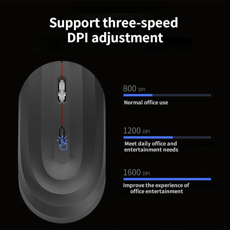 Беспроводная перезаряжаемая мышь с рисунком корпуса для ноутбука ПК бесшумная