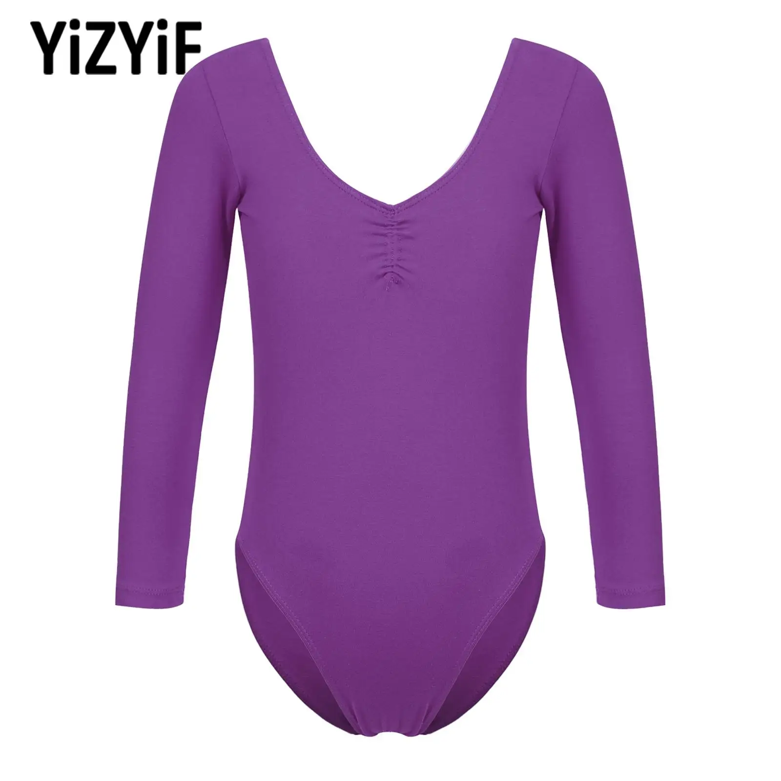 

Toddler Kids Girls Gymnastics Dance Leotards Costumes Leotards Dancewear Long Sleeve Ruched Front Ballet Practice Dance Bodysuit