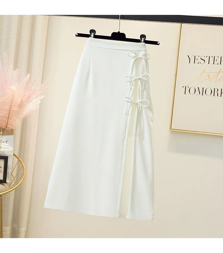 

Split Women's Design Sense in Summer High Waist Medium Length a Black Small Hip Long Faldas Fashion Clothes for Women Skirts