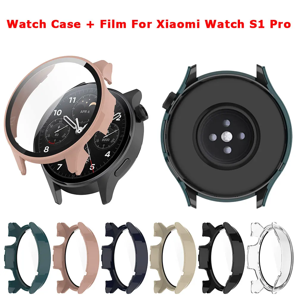 

PC Shell Frame Case + Film For Xiaomi Watch S1 Pro Cover Full Coverage Tempered Glass Screen Protector Smart Watch Accessories