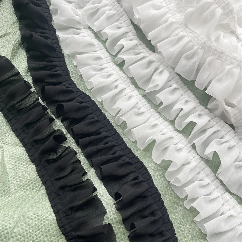 Двухслойная шифоновая ткань для рукоделия гофрированная лента оборка манжеты