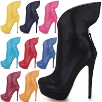 high heel women mid calf boots stiletto sexy evening dress party round toe platform fashion popular thin heel lady shoe 3463bt d