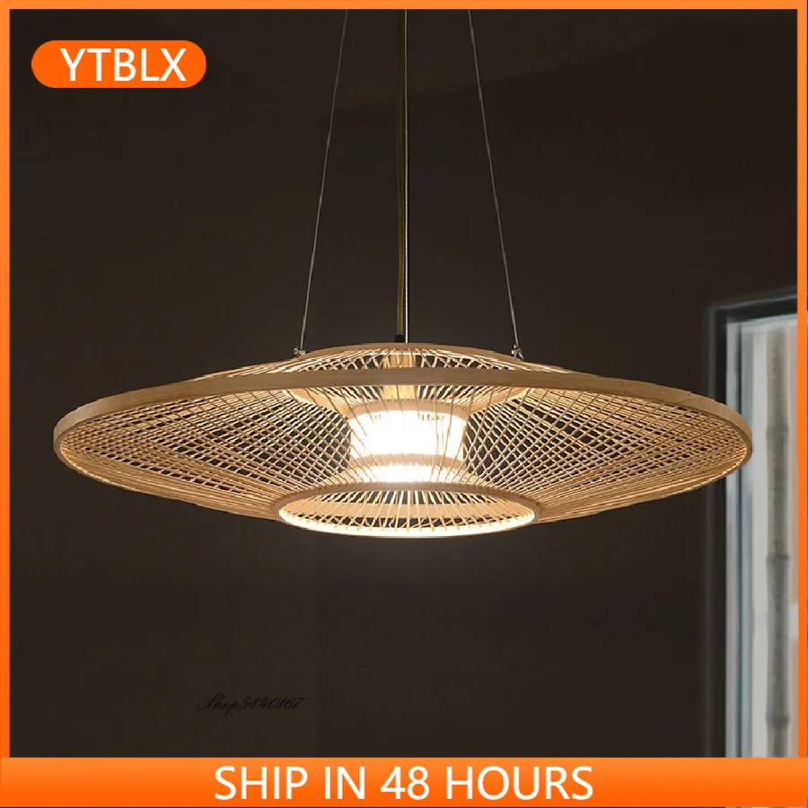 

New Chinese Style Bamboo Pendant Lights Retro Handmade Suspension Luminaire Dining Room Furniture Lights Restaurant E27 Hanglamp