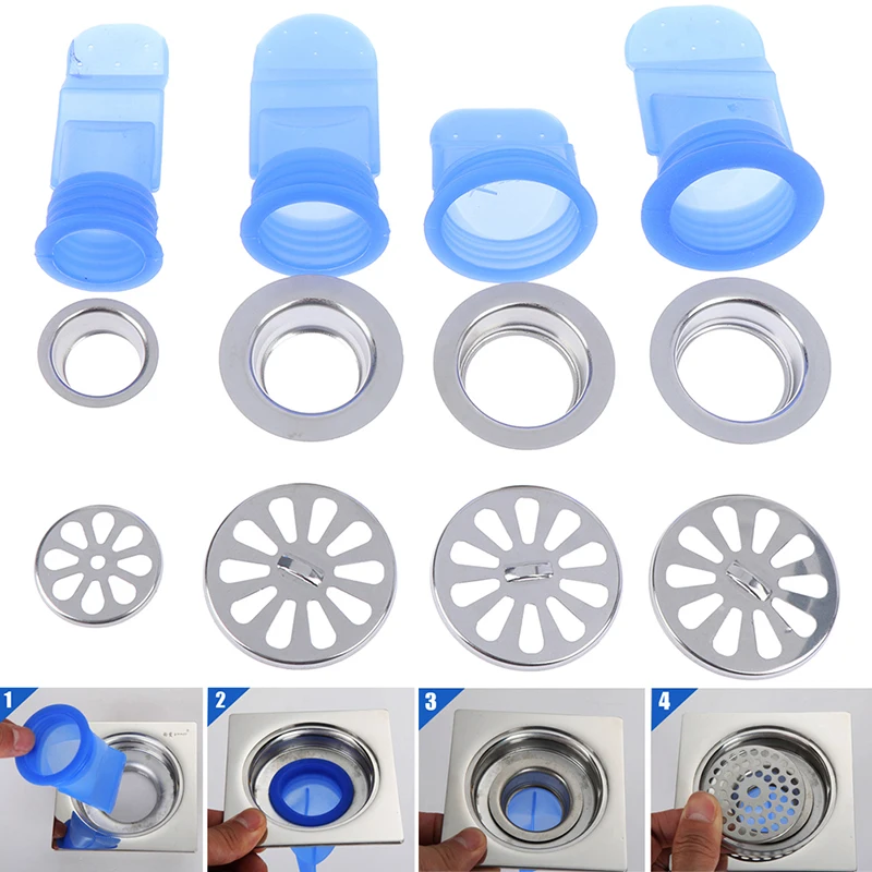 

Bathroom Pipe Sewer Drainer Round Stainless Steel Cover Silicone Kitchen Strainer Anti-odor Pest Control Floor Drain Accessories
