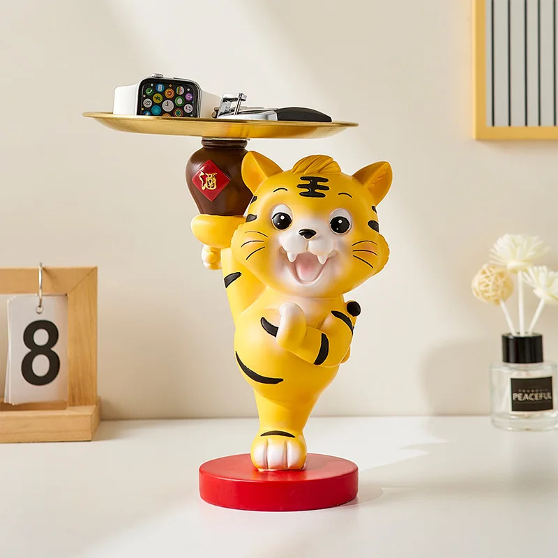 Tiger Statue Storage Box Jewelry Tray Living Room Decoration Home New Year Gift Kawaii Decor Crafts |