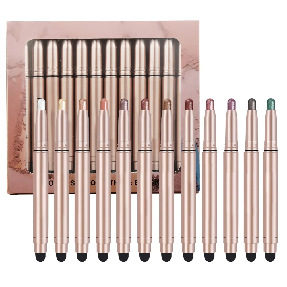 

12Pcs/Set Eyeshadow Pen Stick Shimmer Matte Highlighter Eyeliner Crayon Makeup Silkworm Glitter High Pigmented Beauty Maquiagem