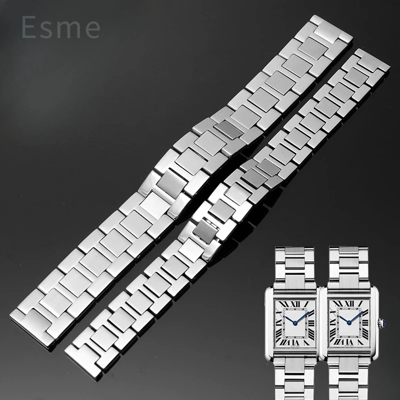 Для Cartier Tank Solo Ronde Series стальной ремешок для часов цепочка W 5200014 Мужской и женский с