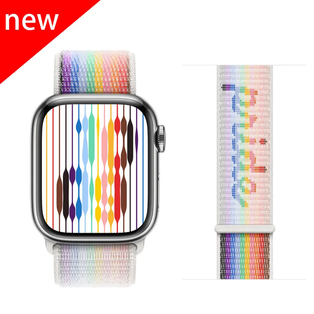 Ремешок нейлоновый для Apple Watch 7 band браслет смарт-часов iWatch Series 5 4 SE 6 44 мм 40 45 41 42 38 |