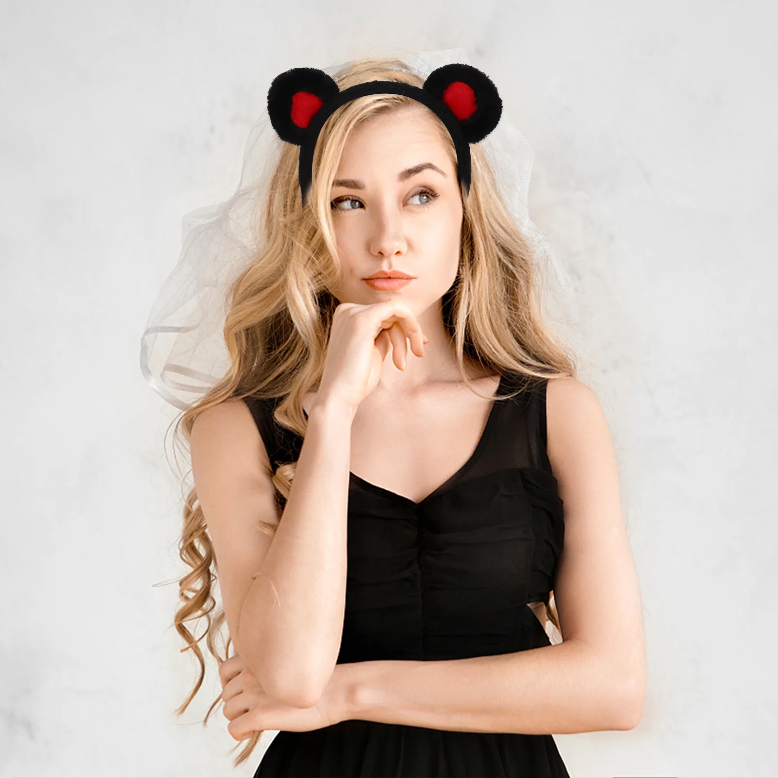 Повязка на голову с ушками бурундука и медведями красная бандана декор для волос