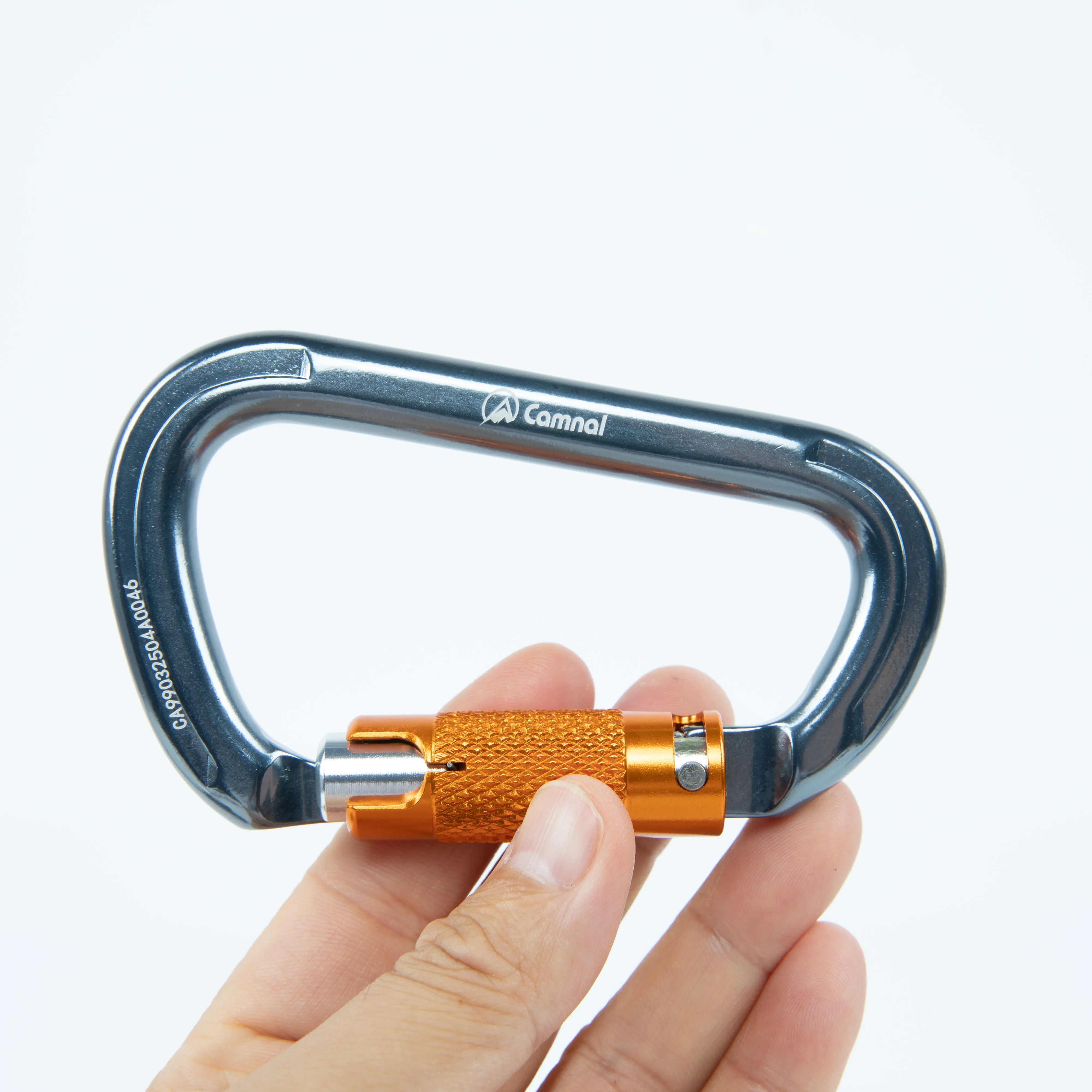 Фото Camnal Heavy Duty 30KN Алюминиевый двойной замок D-образный карабин для скалолазания Крючок для воздушной работы Сертифицированная CE модель 9903 Пользовательский логотип №4