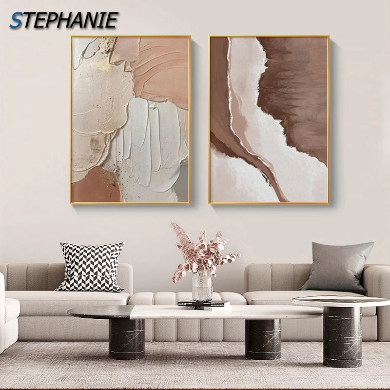 

Nordic Color Block Wall Art Posters Prints Abstract Warm Color Canvas Paintings Decoration Picture for Living Room Bedroom Decor