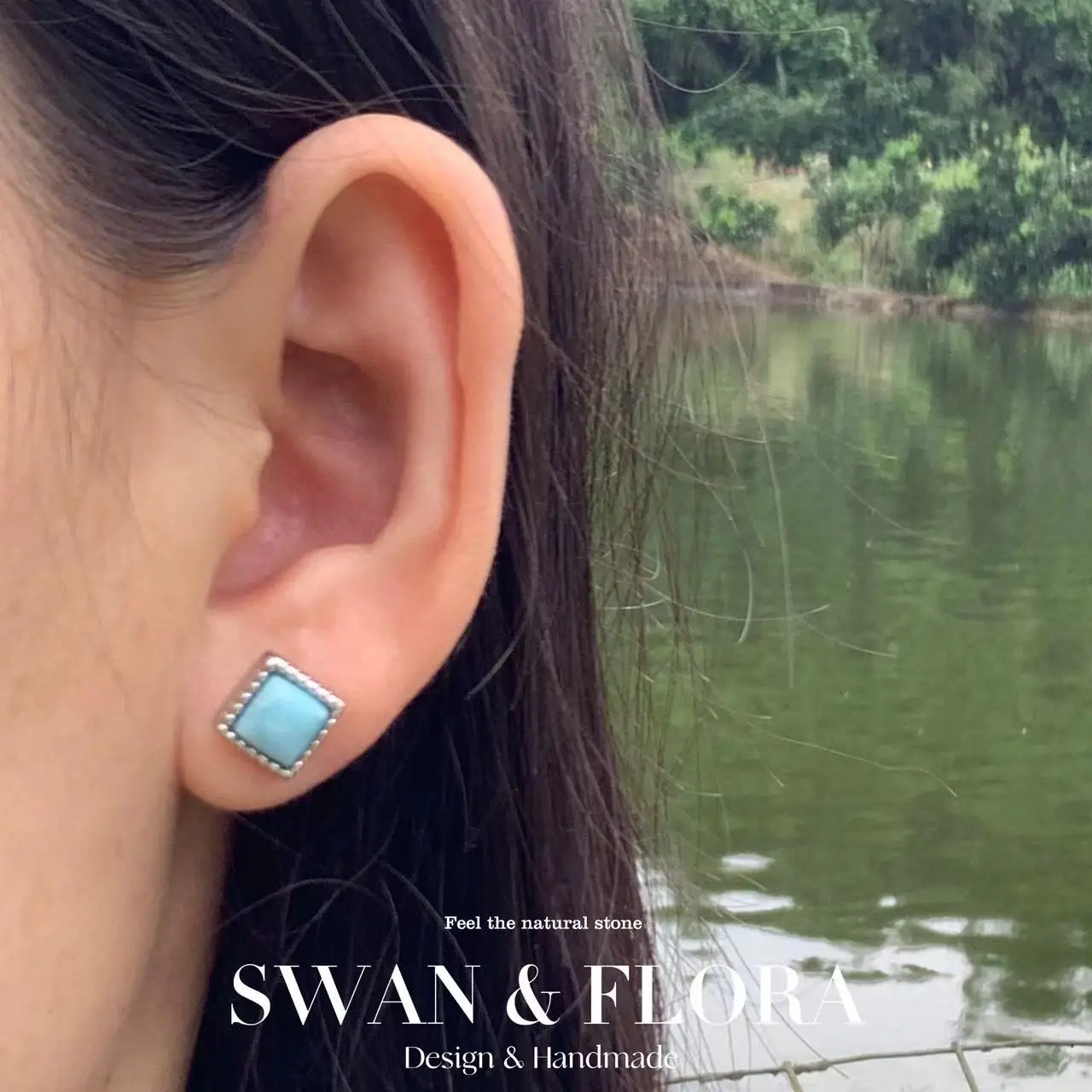 Натуральные серьги-гвоздики из стерлингового серебра Larima 925 пробы для женщин