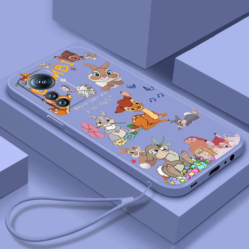 

Phone Case For Xiaomi Mi 12T 12S 12 12X 11i 11T 11 10 10S 10T Pro Lite Ultra 5G Disney Bambi Cute Cartoon Liquid Rope Funda
