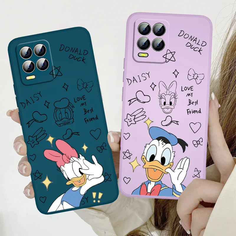 

Disney Donald Daisy Duck Phone Case For Realme Q3S GT 2 S7 ST S2 C25Y C21Y C11 C17 Narzo 50A 50i 30 20 Liquid Rope Funda Cover